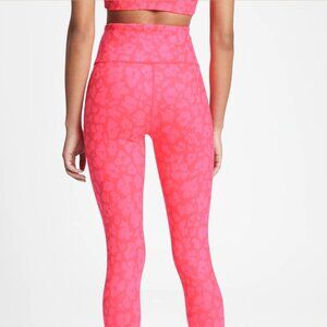 GAP Fit Leggings Large "Animal Pink" Printed Moisture Wicking Knit